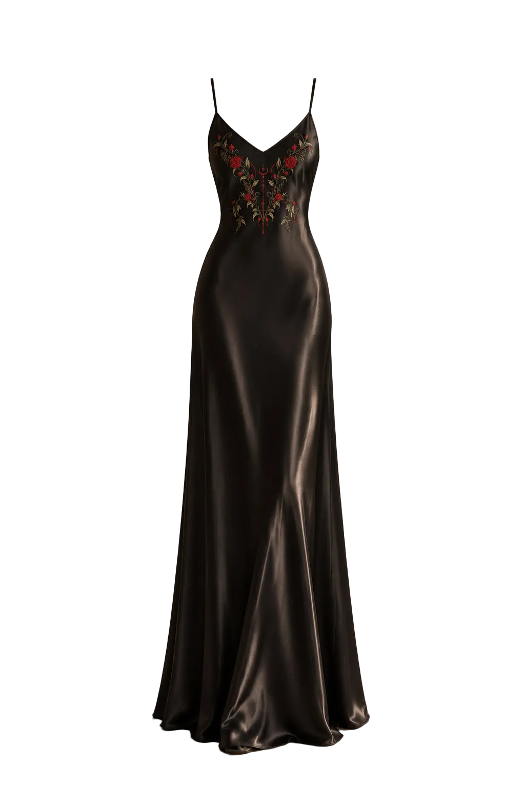 Midnight Rose Maxi Slip Dress — Satin & Silk