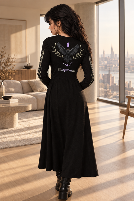 Robe midi Corbeau de cristal — Phases de lune