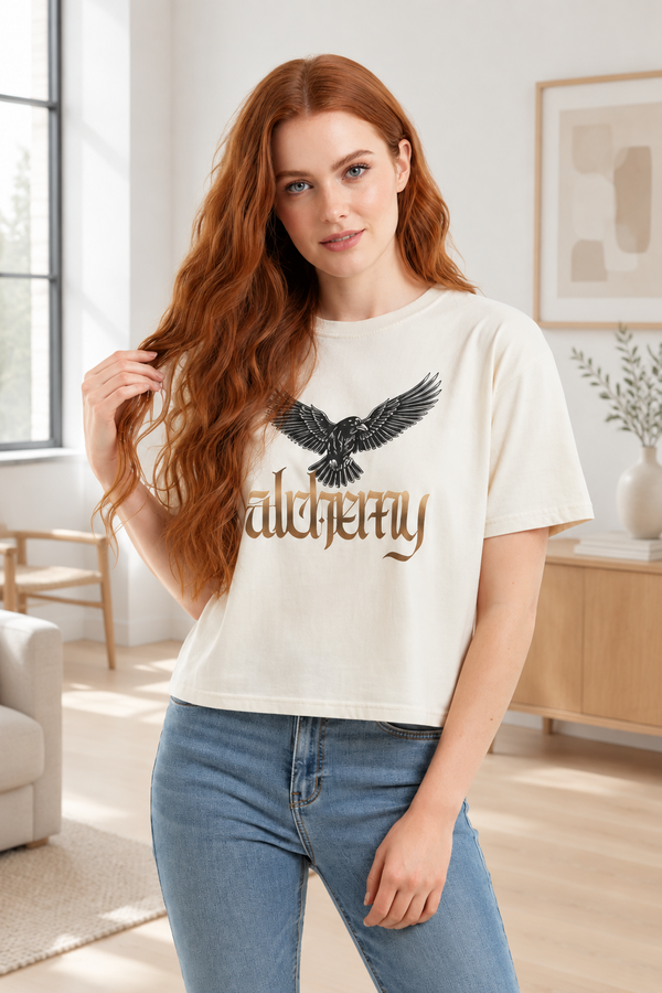 T-shirt boxy Corbeau Alchemy — Le familier